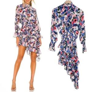Misa Los Angeles x Revolve Savanna Floral Smocked Ruffle Dress Asymmetric XS